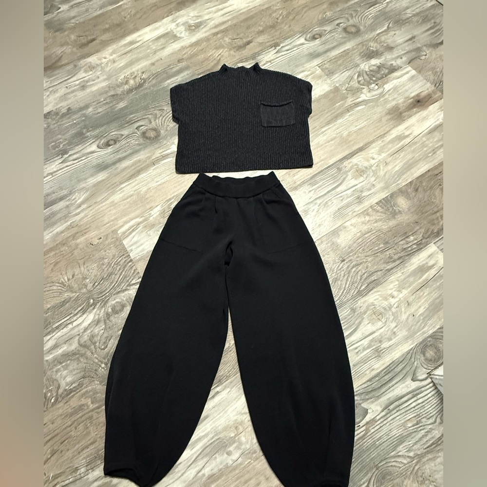 Free People Freya Sweater Set in Black Charcoal Combo - Picture 4 of 9